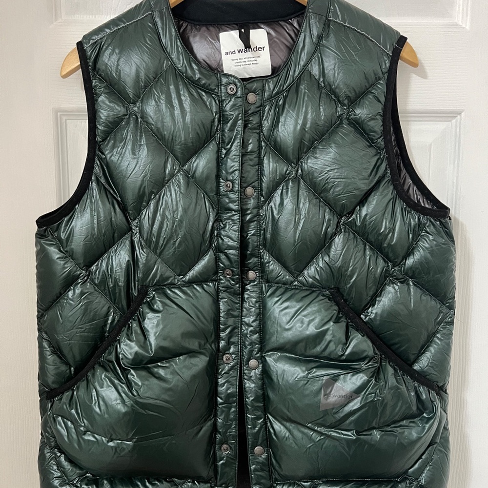 And Wander Green Diamond Stitch Down Vest